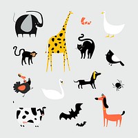Collection of cute animals illustration