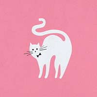 Cute white cat psd flat illustration