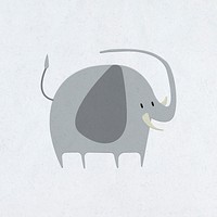 Cute gray elephant psd flat illustration
