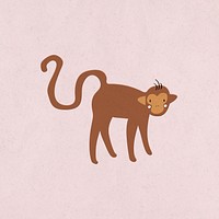 Cute psd flat illustration of monkey in brown