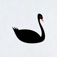 Black swan cute psd flat illustration