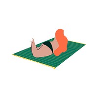 Isolated woman sunbathing in a bikini