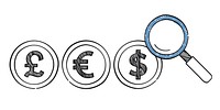 Searching for global currency rates illustration