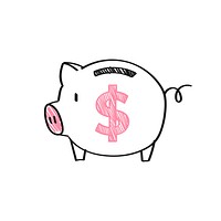 Piggy bank with a dollar sign illustration<br />