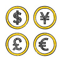 World leading global currencies illustration