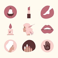 Set of beauty and cosmetics icons