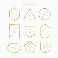 Simple golden logos and labels vector set