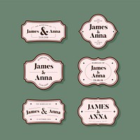 Collection of classic style wedding invitation badges