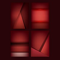 Set of abstract background designs in dark red