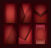 Set of abstract background designs in dark red