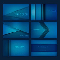 Set of creative background designs in deep blue