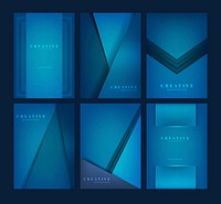 Set of creative background designs in deep blue