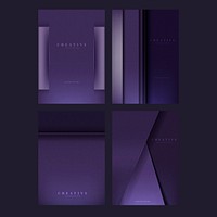 Set of abstract creative background designs in deep purple