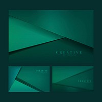 Set of abstract creative background designs in emerald green