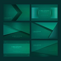 Set of abstract creative background designs in emerald green