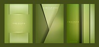 Set of abstract creative background designs in lime green