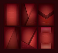 Set of abstract creative background designs in deep red
