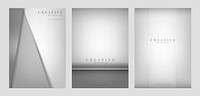 Set of abstract creative background designs in light gray