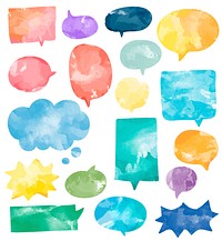 Set of colorful watercolor speech bubbles vector
