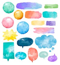 Set of colorful watercolor speech bubbles vector