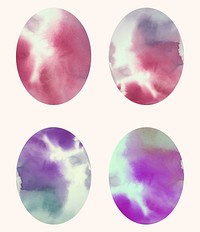 Oval shaped watercolor backgrounds vector