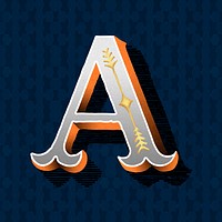 Capital letter A vintage typography style