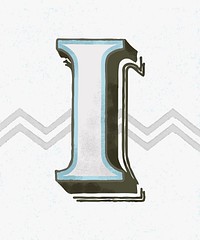 Capital letter I vintage typography style