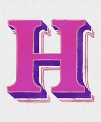 Capital letter H vintage typography style