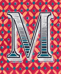 Capital letter M vintage typography style