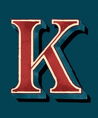 Capital letter K vintage typography style