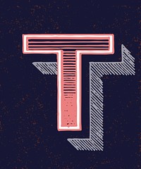 Capital letter T vintage typography style