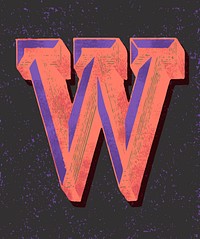 Capital letter W vintage typography style