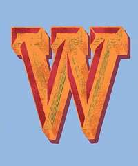 Capital letter W vintage typography style