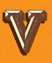 Capital letter V vintage typography style