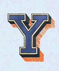 Capital letter Y vintage typography style
