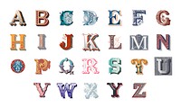 The Alphabet set of capital vintage letters