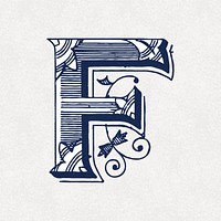 Capital letter F vintage typography style