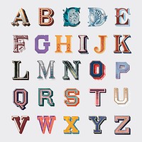 A-z alphabet vector vintage fonts bold typography