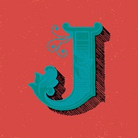 Capital letter J vintage typography style