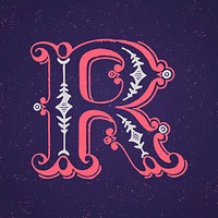 Capital letter R vintage typography style