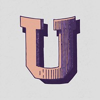 Capital letter U vintage typography style