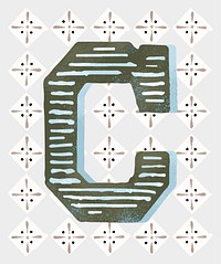 Capital letter C vintage typography style