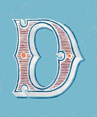 Capital letter D vintage typography style