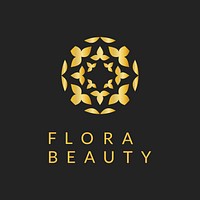 Gold leaf spa logo template, classy nature design psd