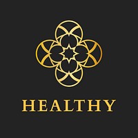 Wellness business logo template, gold flower professional design psd