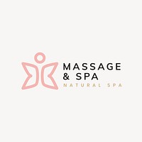Massage spa logo, butterfly illustration for health & wellness business psd