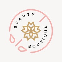 Beauty boutique logo template, creative pink design psd