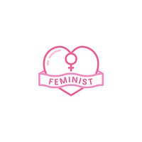 Feminist heart emblem badge illustration