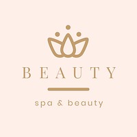 Beauty spa logo template, lotus flower illustration for health & wellness business vector