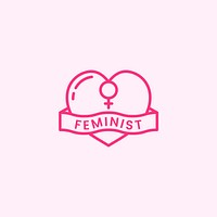 Feminist heart emblem badge illustration
